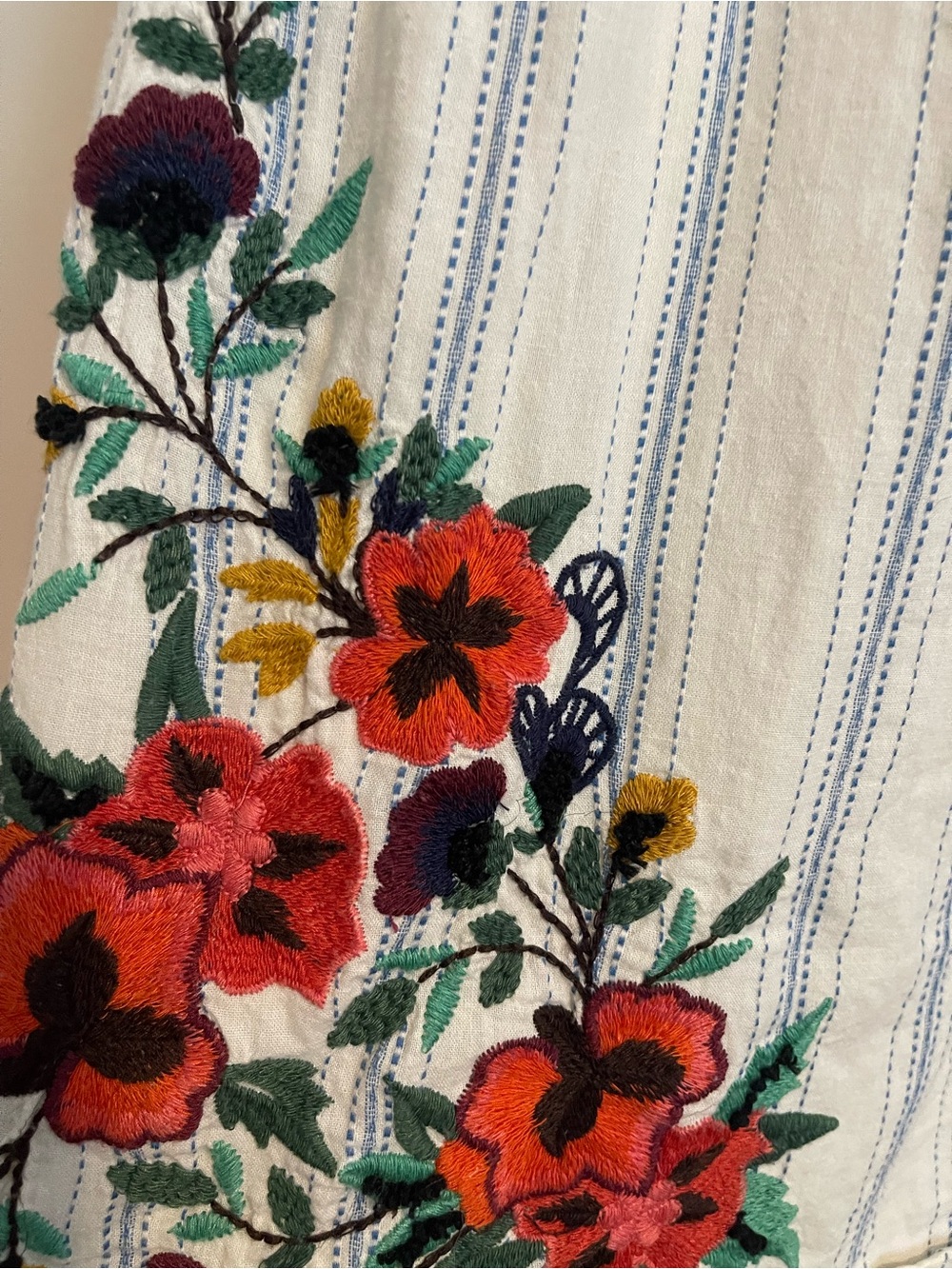 Zara Embroidered Off-Shoulder Floral Cotton Dress - White - Picture 3 of 5